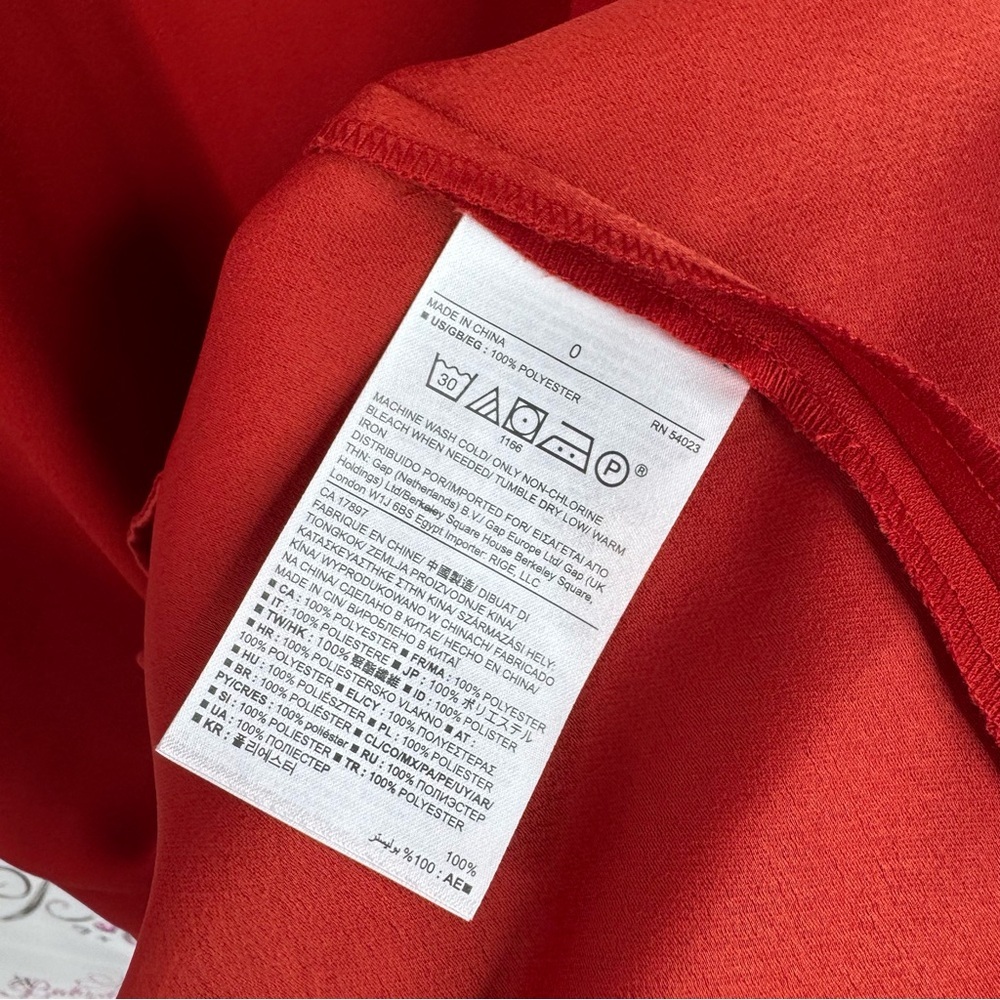 Banana Republic dress ruffle sleeves luxe Red Midi Dress keyhole opening - Picture 6 of 10